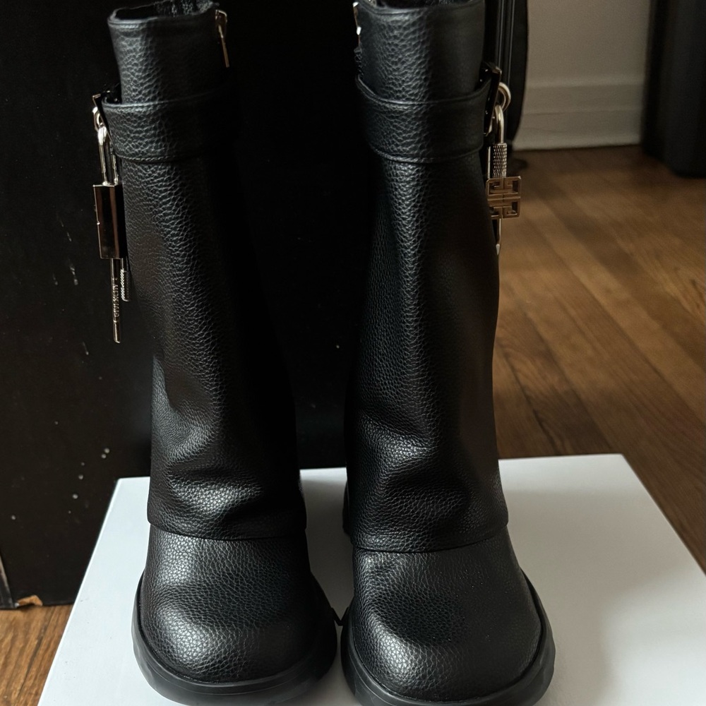 Givenchy Black Leather Mid-Calf Boots with Side Accent